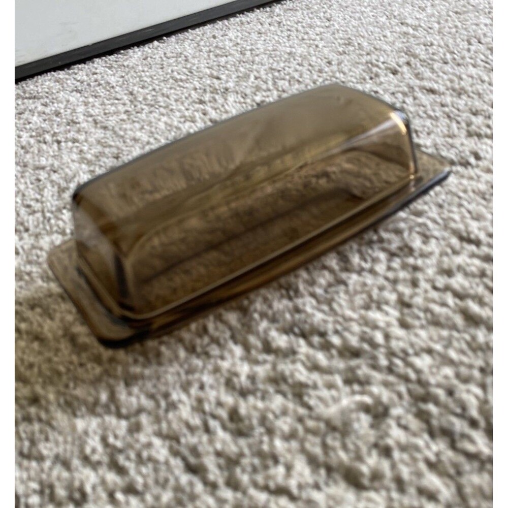 Vtg Pyrex Amber Brown Glass Covered Butter Dish #72-B Corning USA Original MCM
